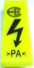 Krycí štítek RSA 4A pro řadové svorky svorkovnice jednu svorku, žlutý s bleskem 
